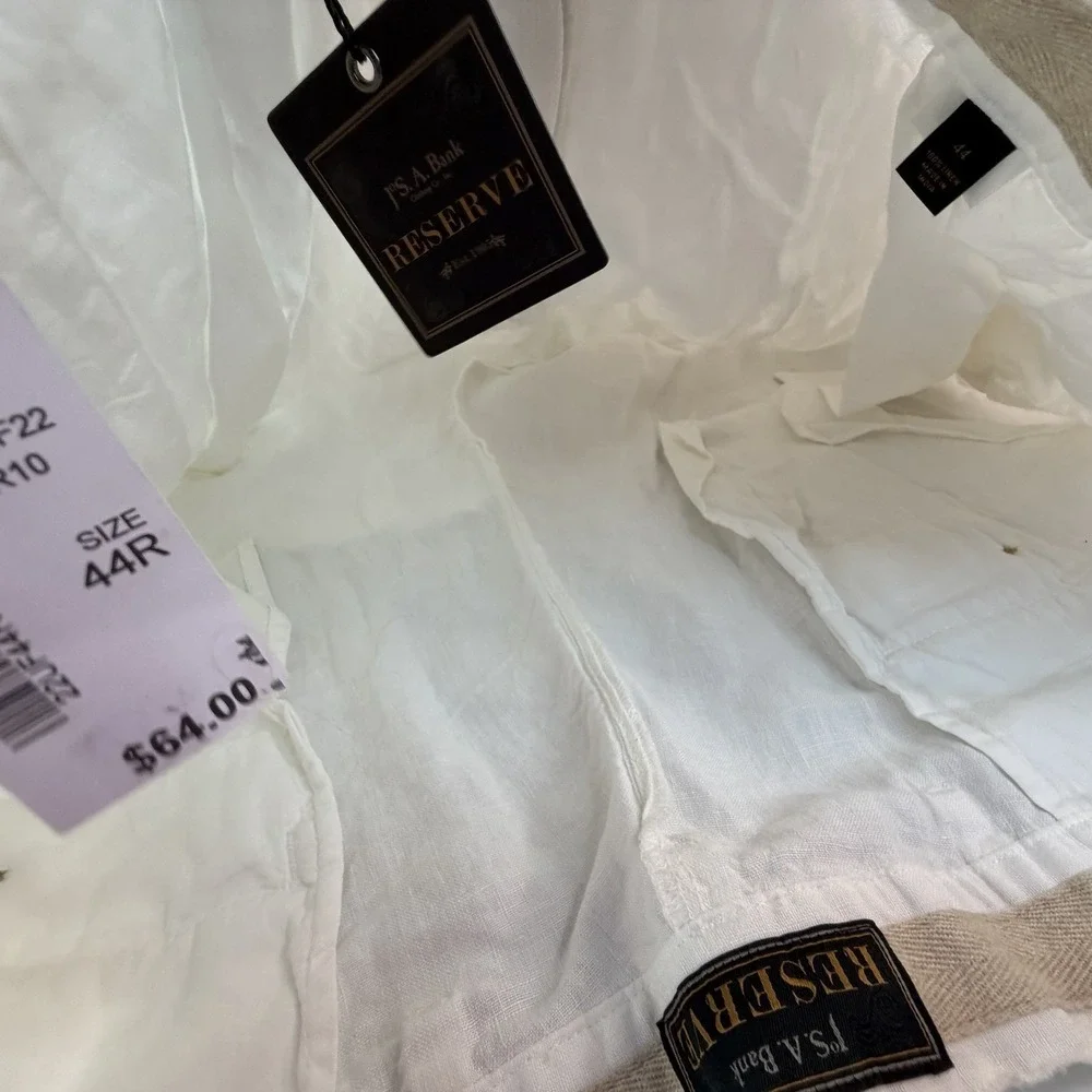 JoS.‎ A Bank Men's White Linen Blend Reserve Shorts Size 44R NWT Beach Vacation